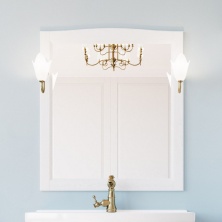 Зеркало ValenHouse Эллина 80 белое со светильниками, держатели для плафона на выбор