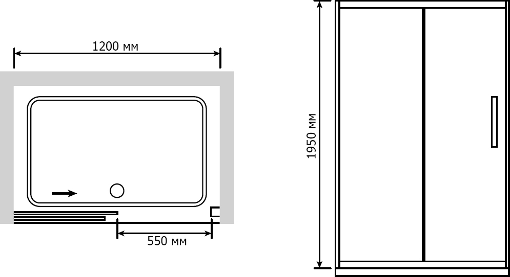 Душевая дверь в нишу RGW Passage PA-12 (1200x1250)x1950 профиль хром