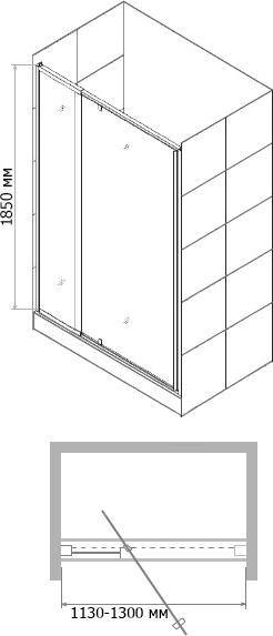 Душевая дверь в нишу RGW Passage PA-02 (1130-1300)х1850