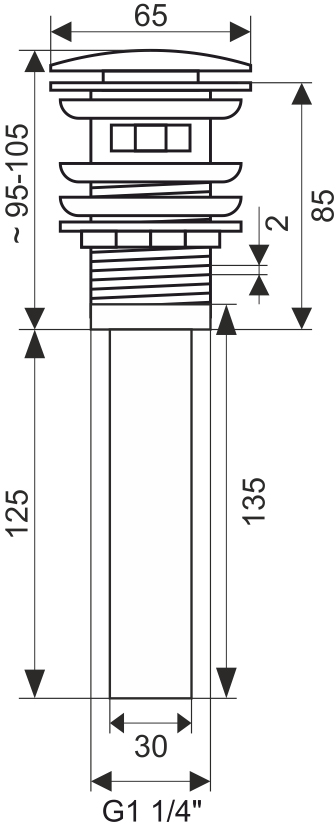 Донный клапан для раковины Melana T201B с переливом, черный