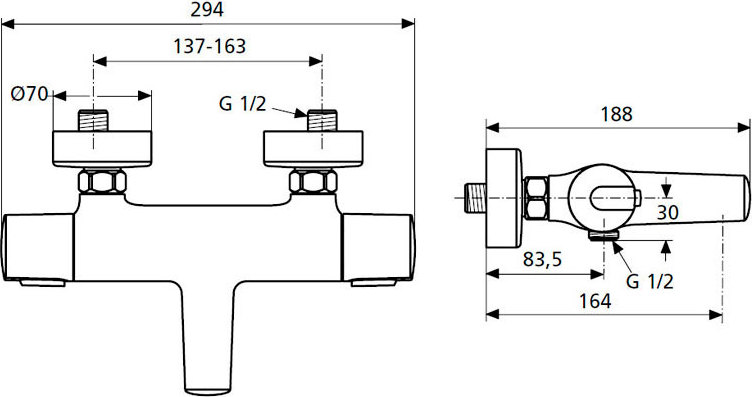 Термостат Ideal Standard Ceratherm 100 New A4623AA для ванны с душем