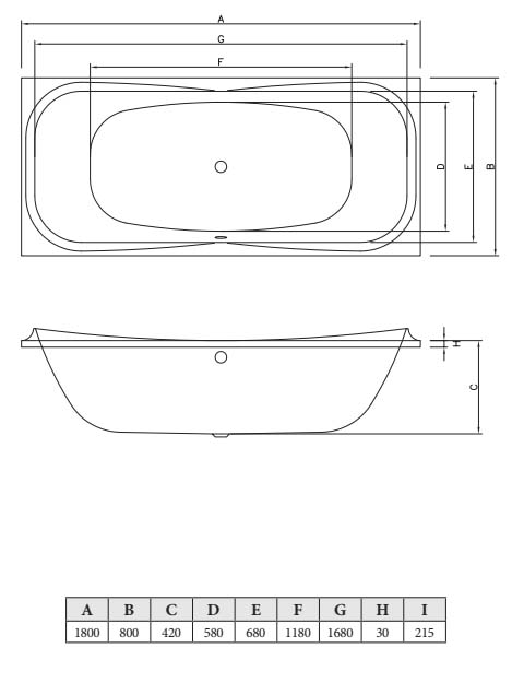 Акриловая ванна C-Bath Kronos 180x80 прямоугольная CBQ013001