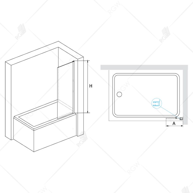 Шторка на ванну RGW SC-056B 351105650-14, 50x, черный, прозрачное стекло