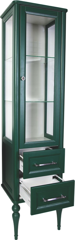 Шкаф-пенал ValenHouse Эстетика R, витрина, зеленый, ручки хром