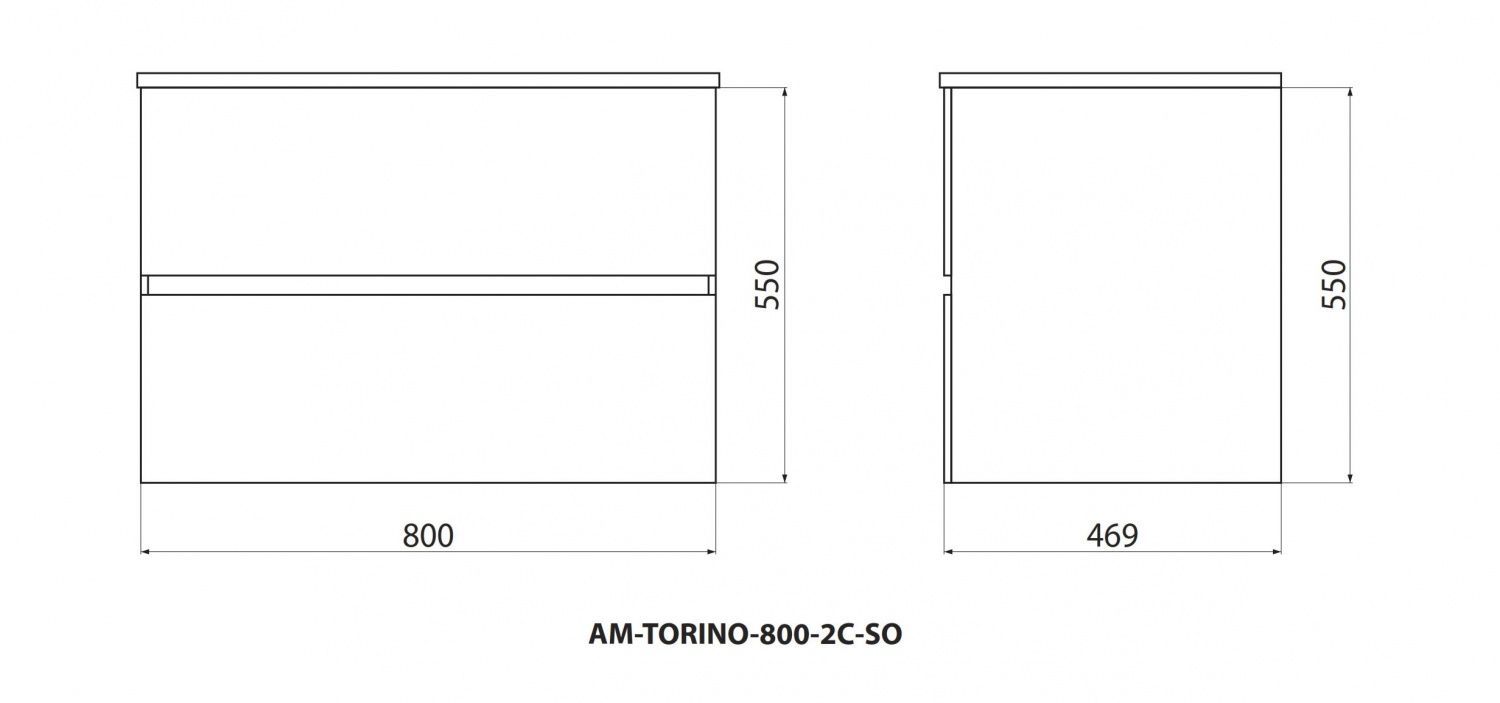 Тумба под раковину Art&Max TORINO AM-TORINO-800-2C-SO-SA-P подвесная 80 см, Сапфир