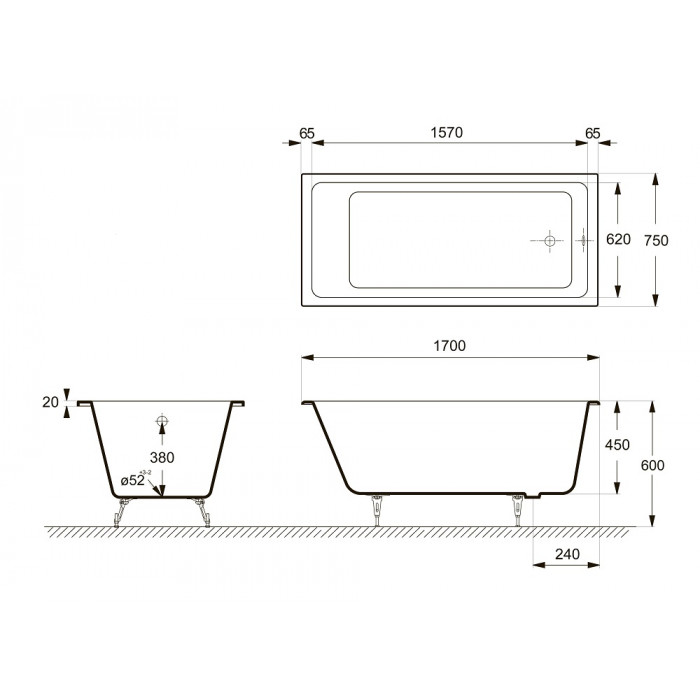 Чугунная ванна Delice Level 170х75 DLR230602