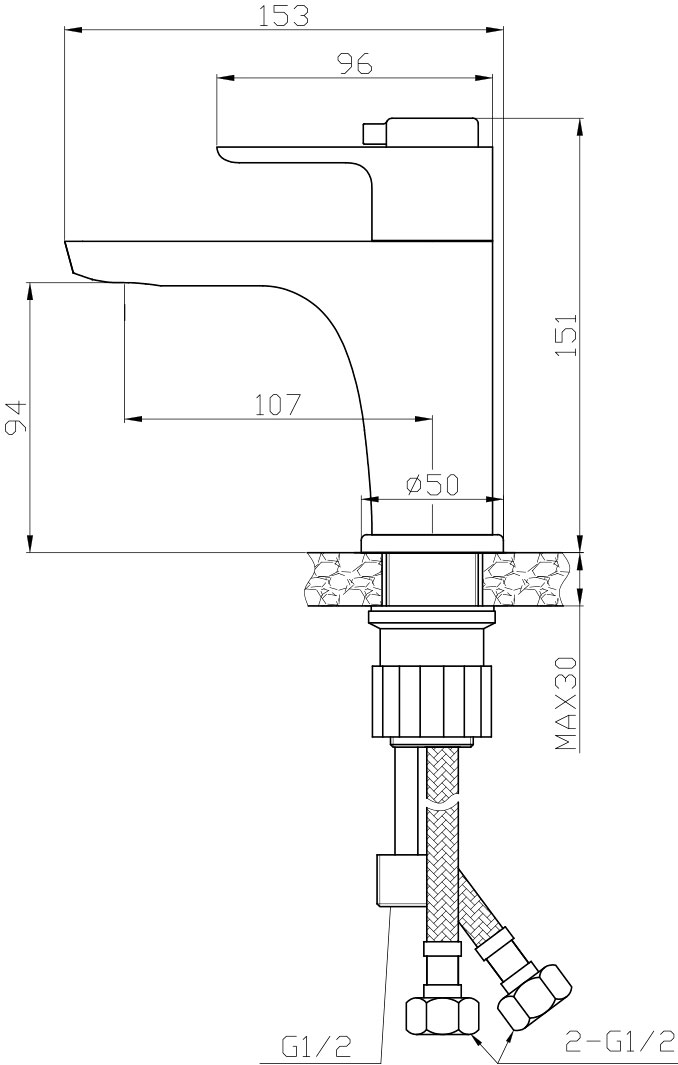 Термостат Rossinka RS50-15 для раковины с гигиеническим душем