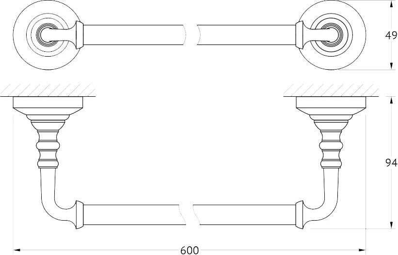 Полотенцедержатель 3SC Stilmar STI 413 античное серебро, 60 см