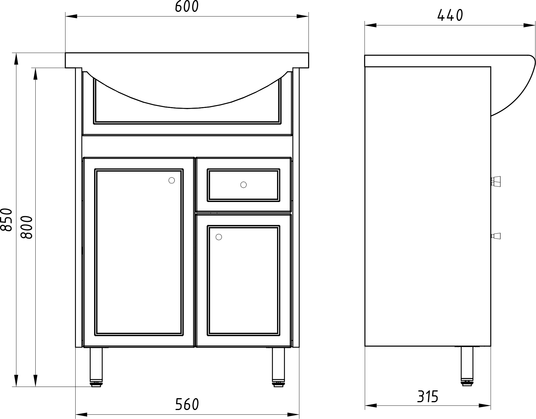 Тумба с раковиной ASB-Mebel Орхидея 60 белая, северное дерево