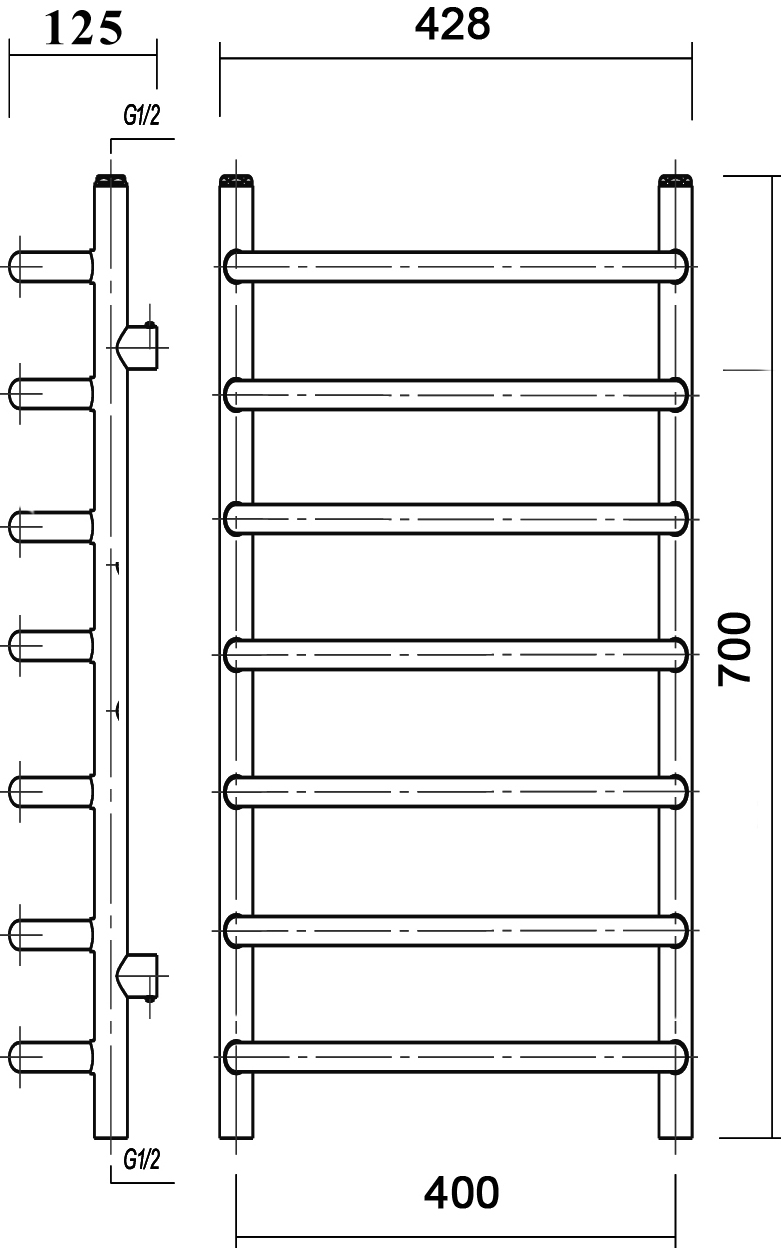 Полотенцесушитель водяной Domoterm Стефано П7 40x70, хром