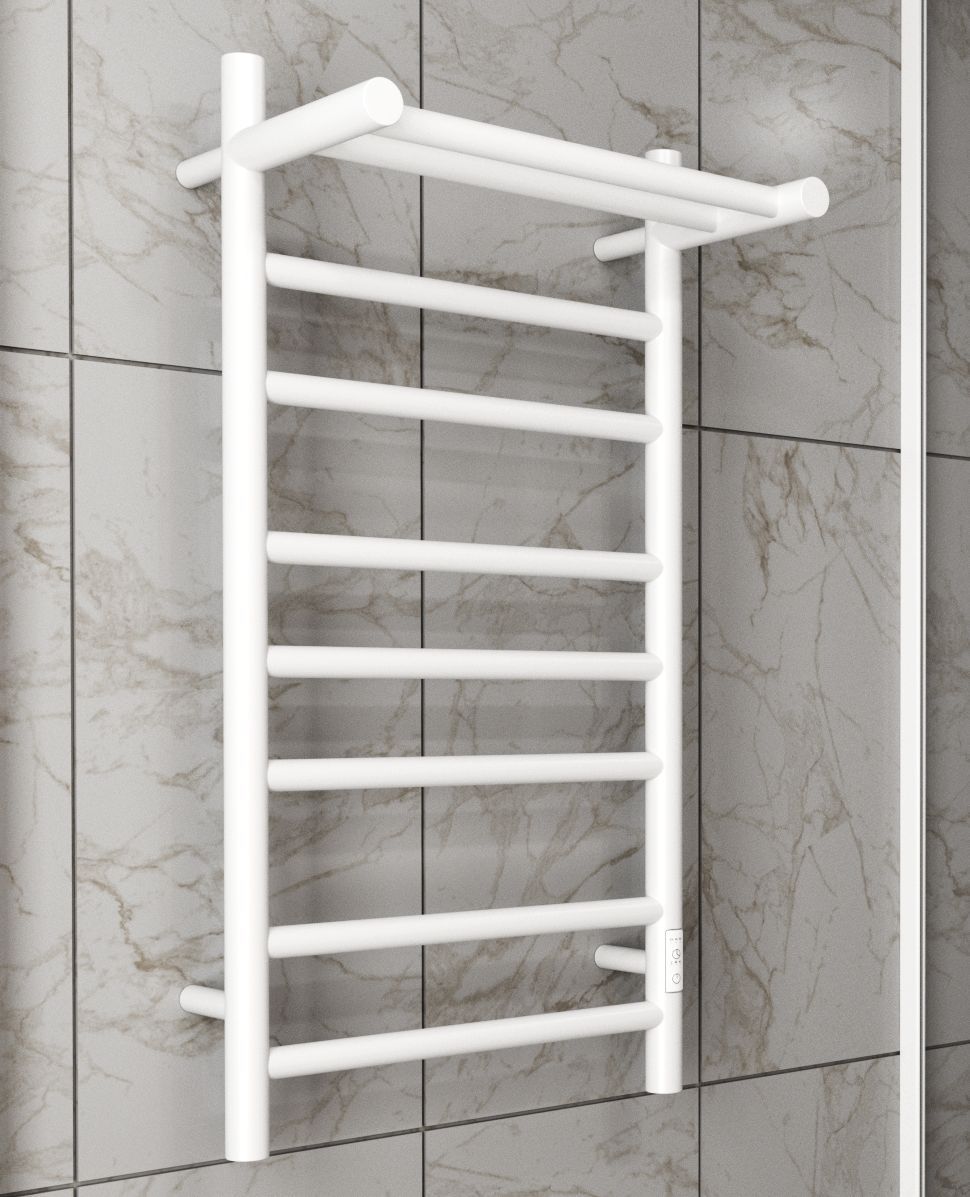 Полотенцесушители электрический с полочкой (лесенка) Bauedge Stil Shelf DB-0019, 40x80 см