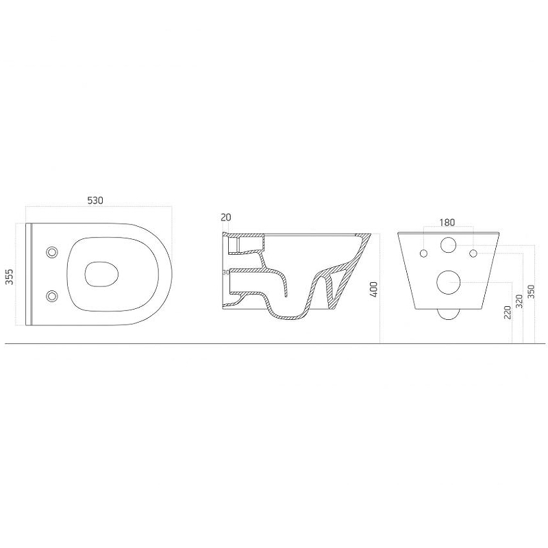 Комплект Унитаз Boheme Avva 972-B + Инсталляция Tece Profil 9300302 + Клавиша смыва Tece Now 9240403 глянцевая