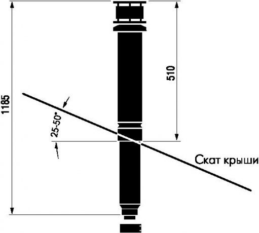 Комплект дымохода Vaillant 60/100 мм (высота: 1,185 м) с хомутом