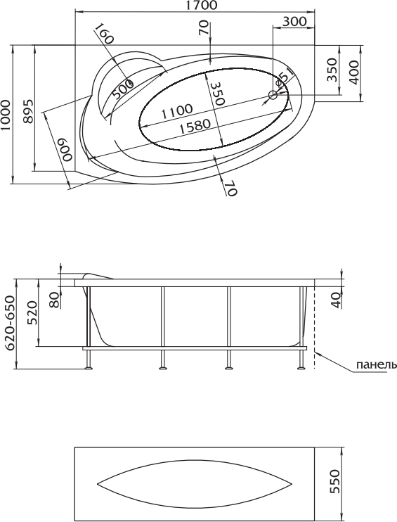 Акриловая ванна Marka One Julianna 170 L