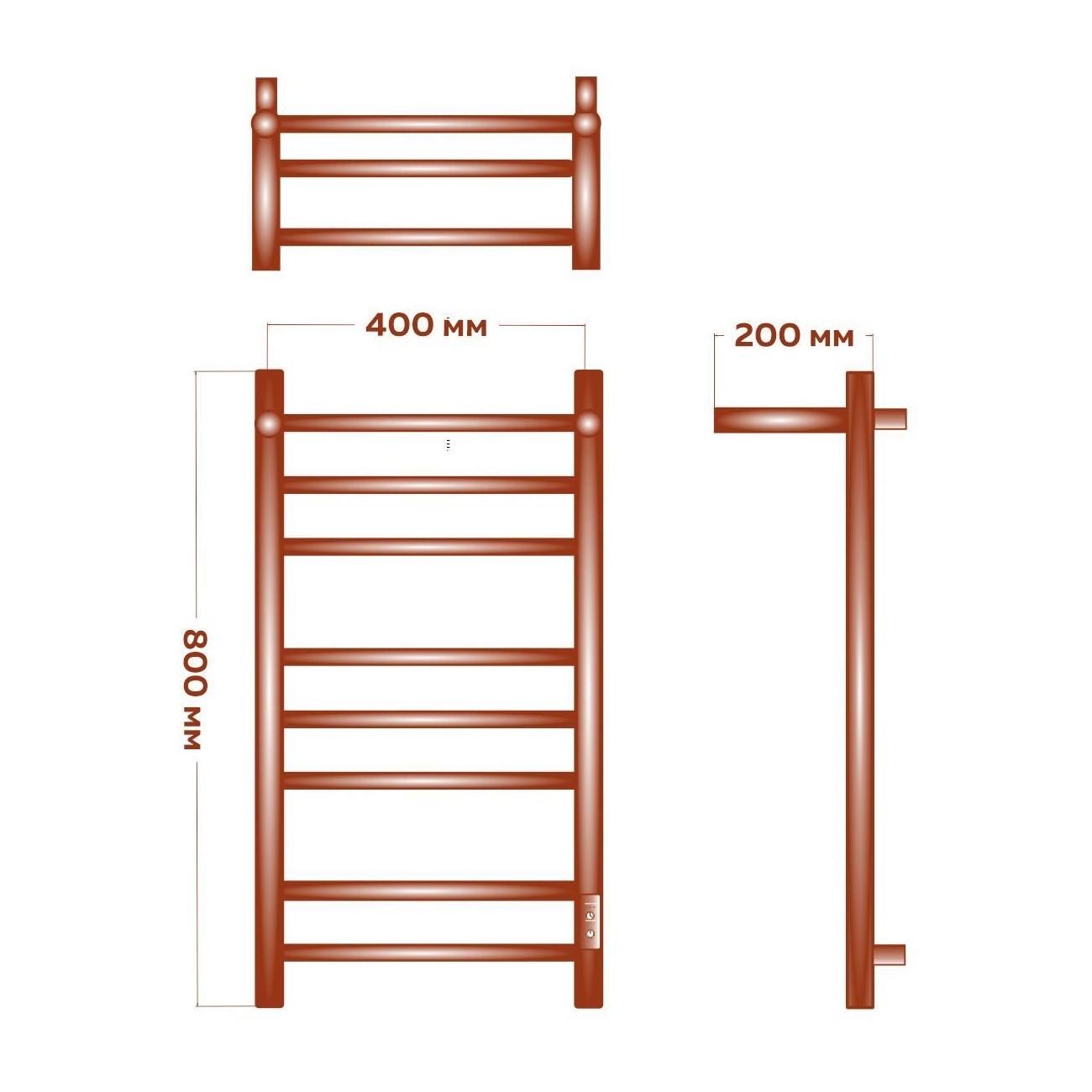 Полотенцесушители электрический с полочкой (лесенка) Bauedge Stil Shelf DB-0021, 40x80 см