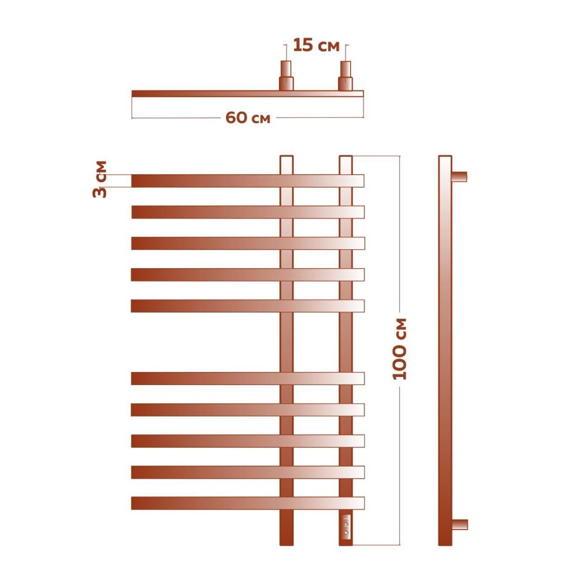 Полотенцесушители электрический (лесенка) Bauedge Wind DB-0055, 60x100 см