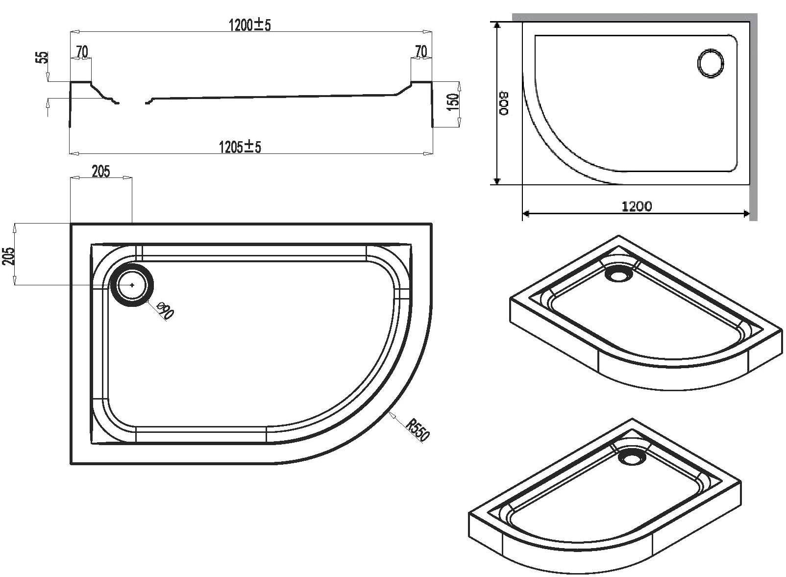 Душевой уголок am.PM Bliss Twin Slide 120 l низкий поддон 120см*90см. Поддон для душа 120х80. Душевой поддон 100х80 чертеж. Поддон акрил am PM.