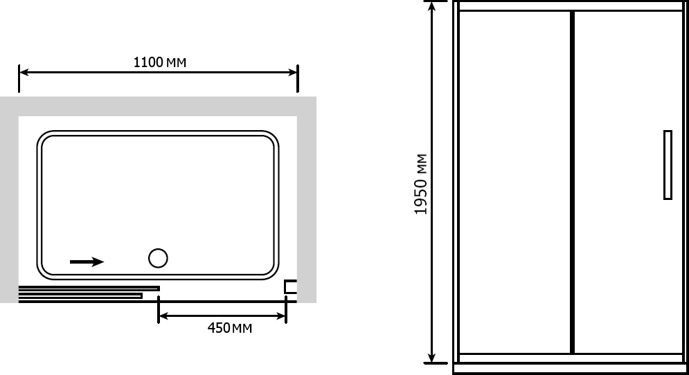 Душевая дверь в нишу RGW Passage PA-12 (1100-1150)x1950 профиль хром