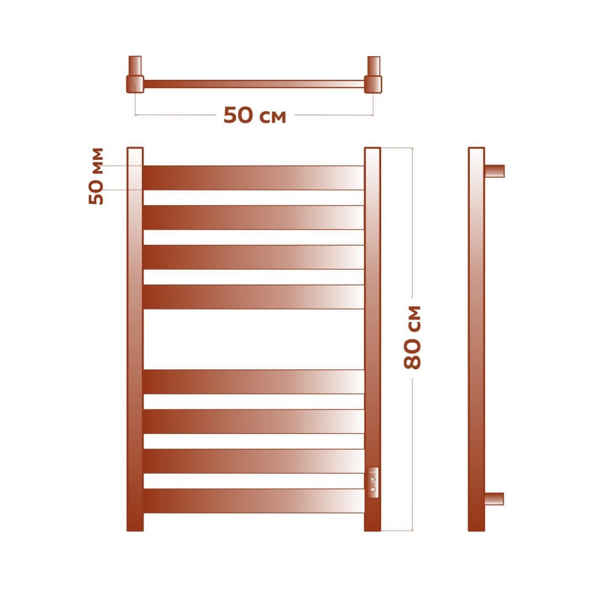 Полотенцесушители электрический (лесенка) Bauedge Elite DB-0052, 50x80 см