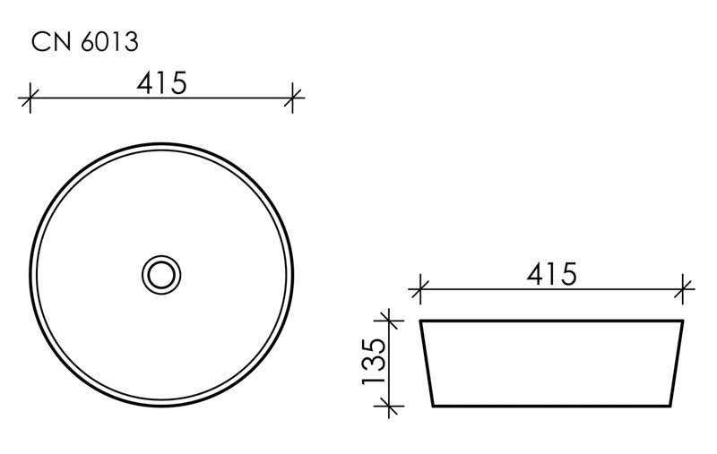 Умывальник чаша накладная круглая  Element 415*415*135мм Ceramica Nova CN6013 