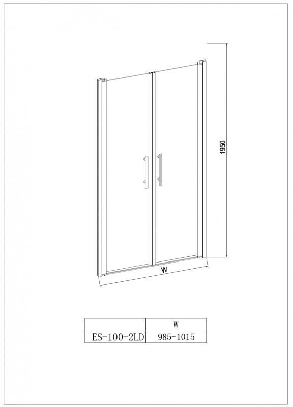 Дверь в нишу Esbano ES-100-2LD. Размер: 100х195