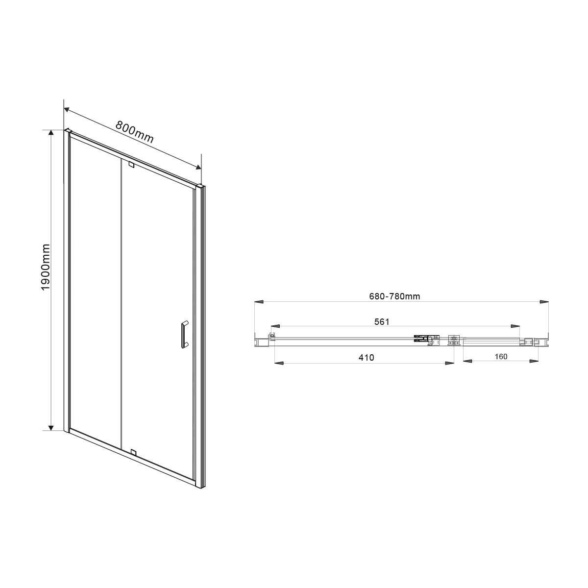 Душевая дверь Vincea Intra VDP-1I7080CL, 700/800, хром, стекло прозрачное