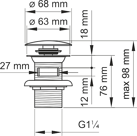 Донный клапан для раковины Wasserkraft A046