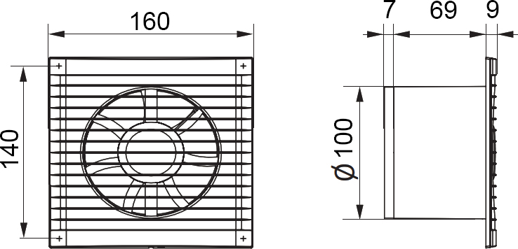 Вытяжной вентилятор Era E 100 C -02