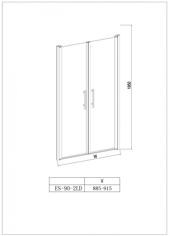 Дверь в нишу Esbano ES-90-2LD. Размер: 90х195