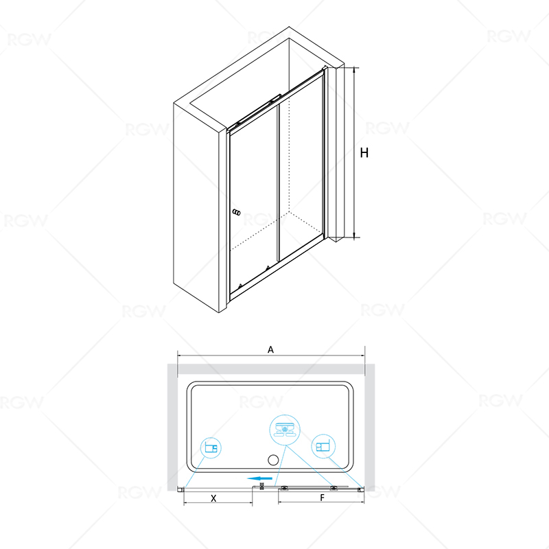 Душевая дверь RGW CL-12 04091210-11, 100x185, хром, прозрачное стекло