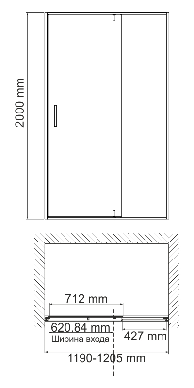 Душевая дверь в нишу Wasserkraft Aisch 55P05 120 см