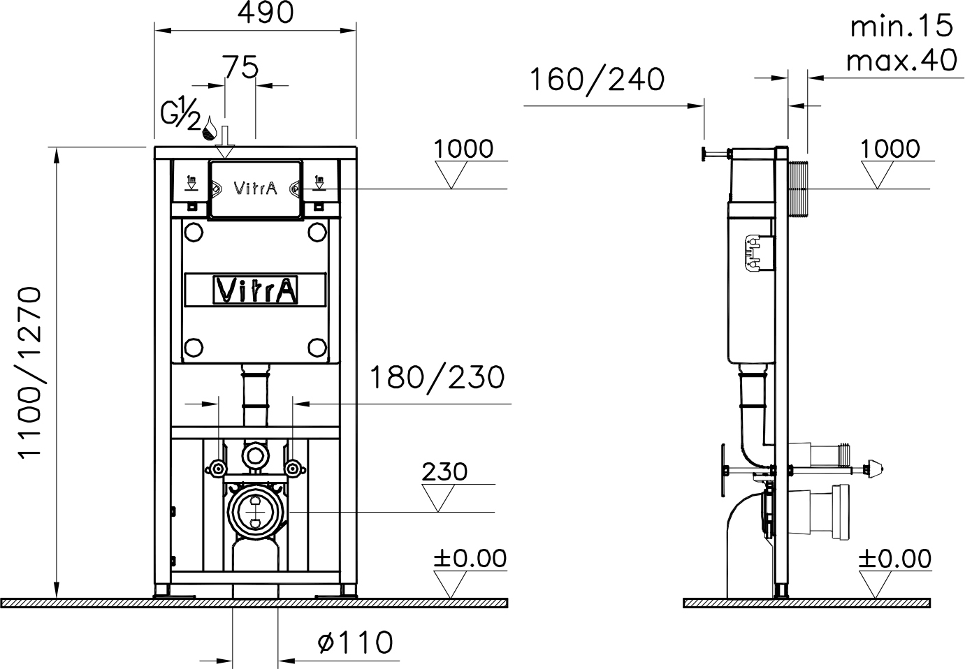 Комплект VitrA S20 9004B003-7204 кнопка хром