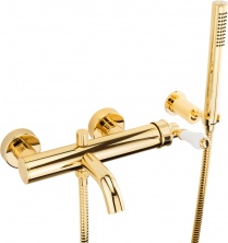 Смеситель Migliore Ermitage Mini 28590 для ванны с душем, белый - золото