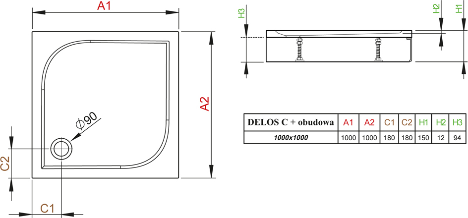 Поддон для душа Radaway Delos C1000 с панелью