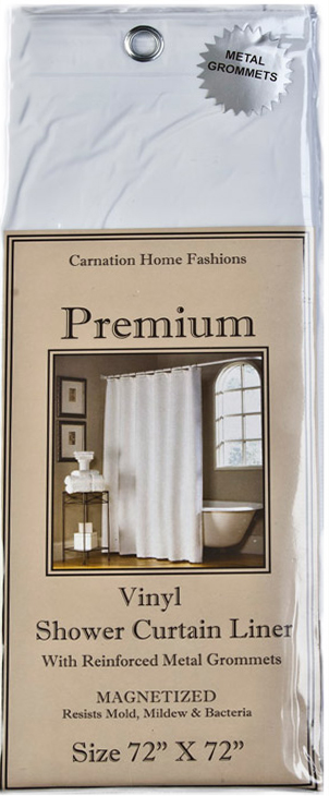 Штора для ванной Carnation Home Fashions Premium 4 Gauge White защитная