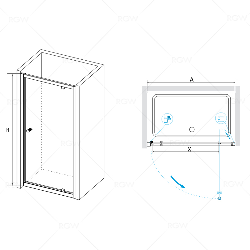 Душевая дверь RGW PA-05 04080508-11, 80x185, хром, прозрачное стекло