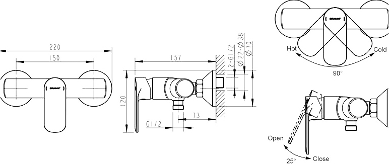 Смеситель Bravat Louise TF9191183CP-01-RUS для душа