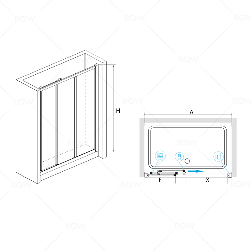 Душевая дверь RGW CL-11 04091130-11, 130x185, хром, прозрачное стекло
