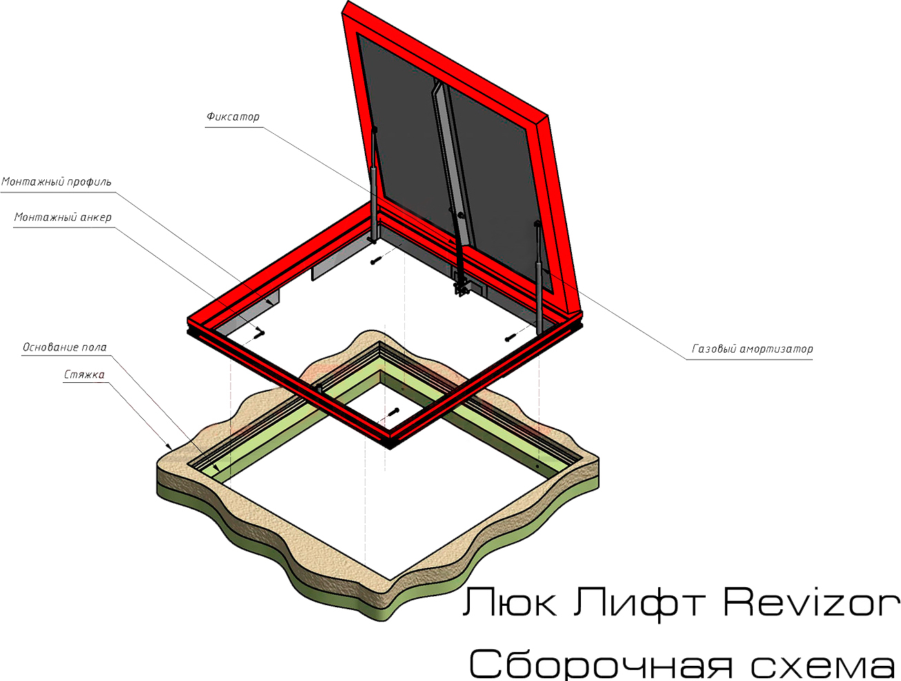 Люк напольный Revizor Лифт Стандарт 80x80