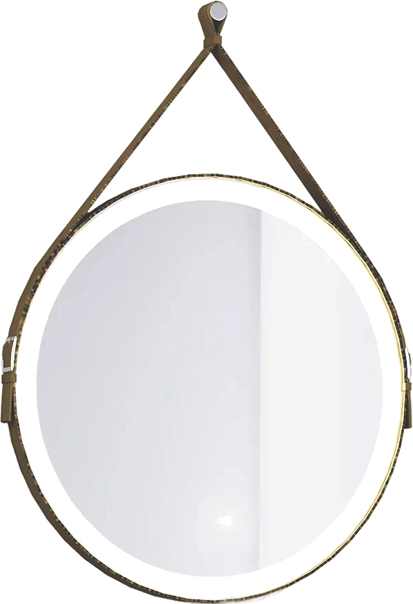 Зеркало Jorno Wood 50, с подсветкой, кожаный ремень