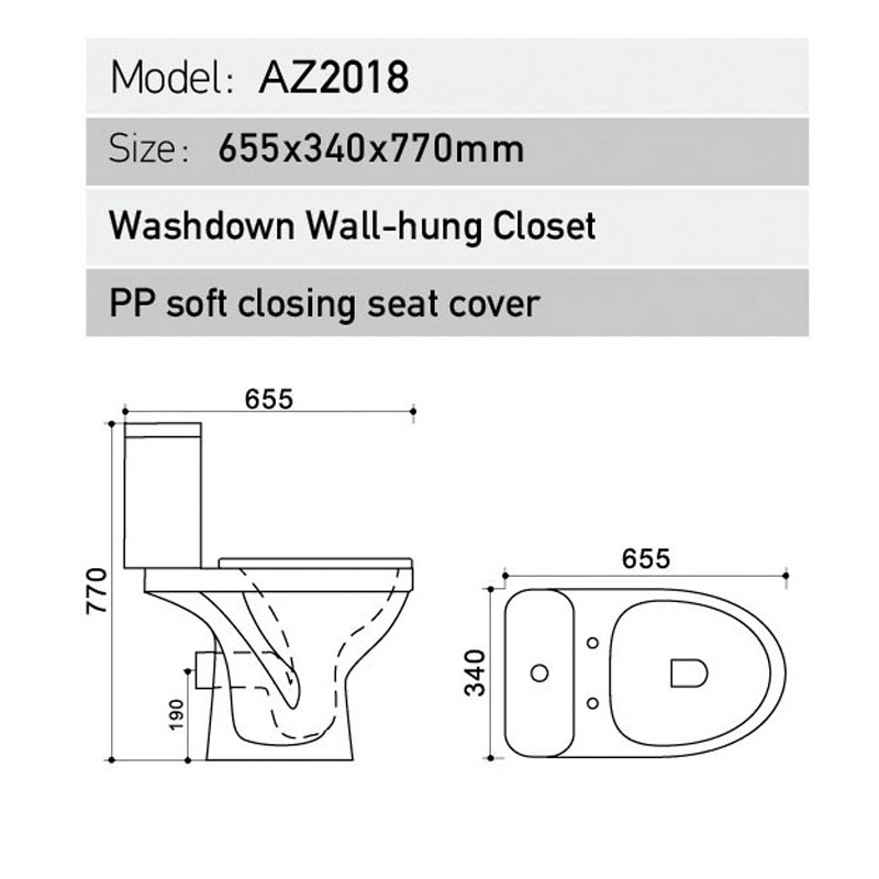 Унитаз компакт напольный Azario Trend с бачком и сиденьем микролифт (AZ2018-P)