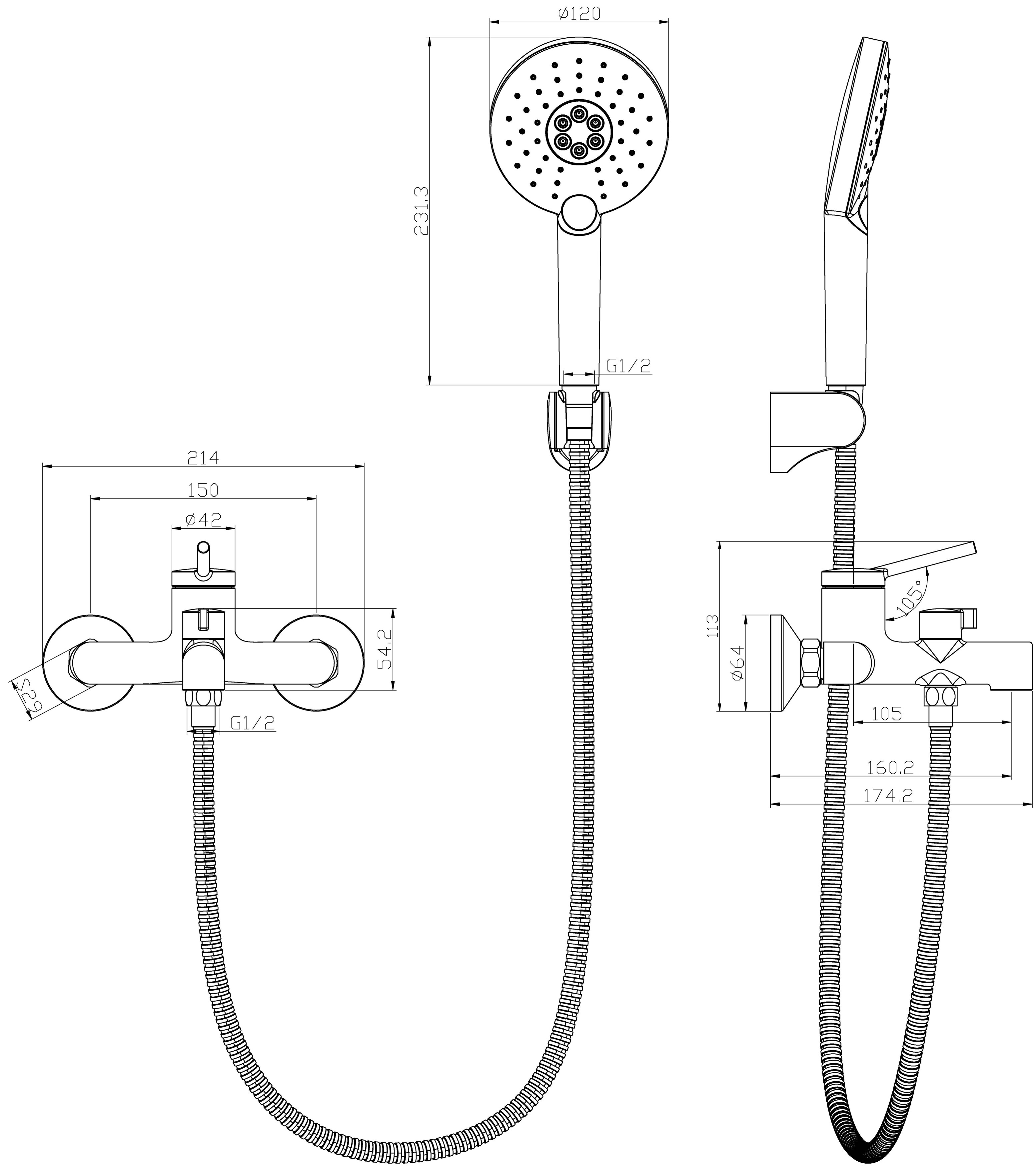 Смеситель Lemark Minima LM3814C для ванны с душем