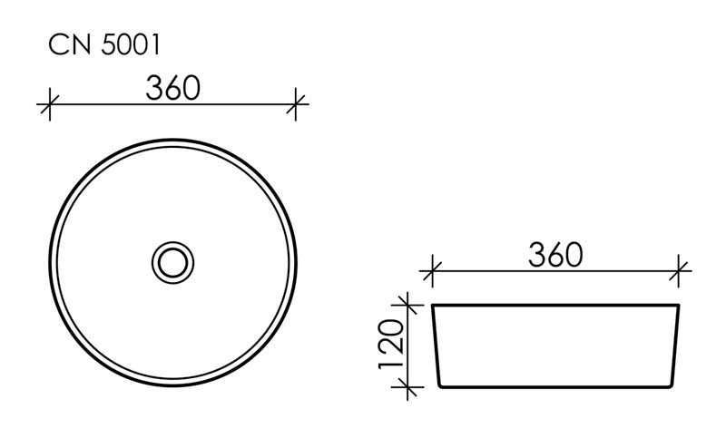 Умывальник чаша накладная круглая Element 360*360*120мм Ceramica Nova CN5001 