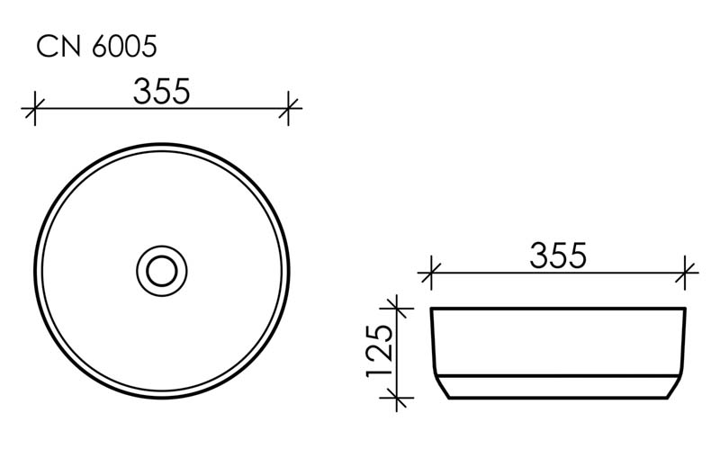 Умывальник чаша накладная круглая Element 355*355*125мм Ceramica Nova CN6005 