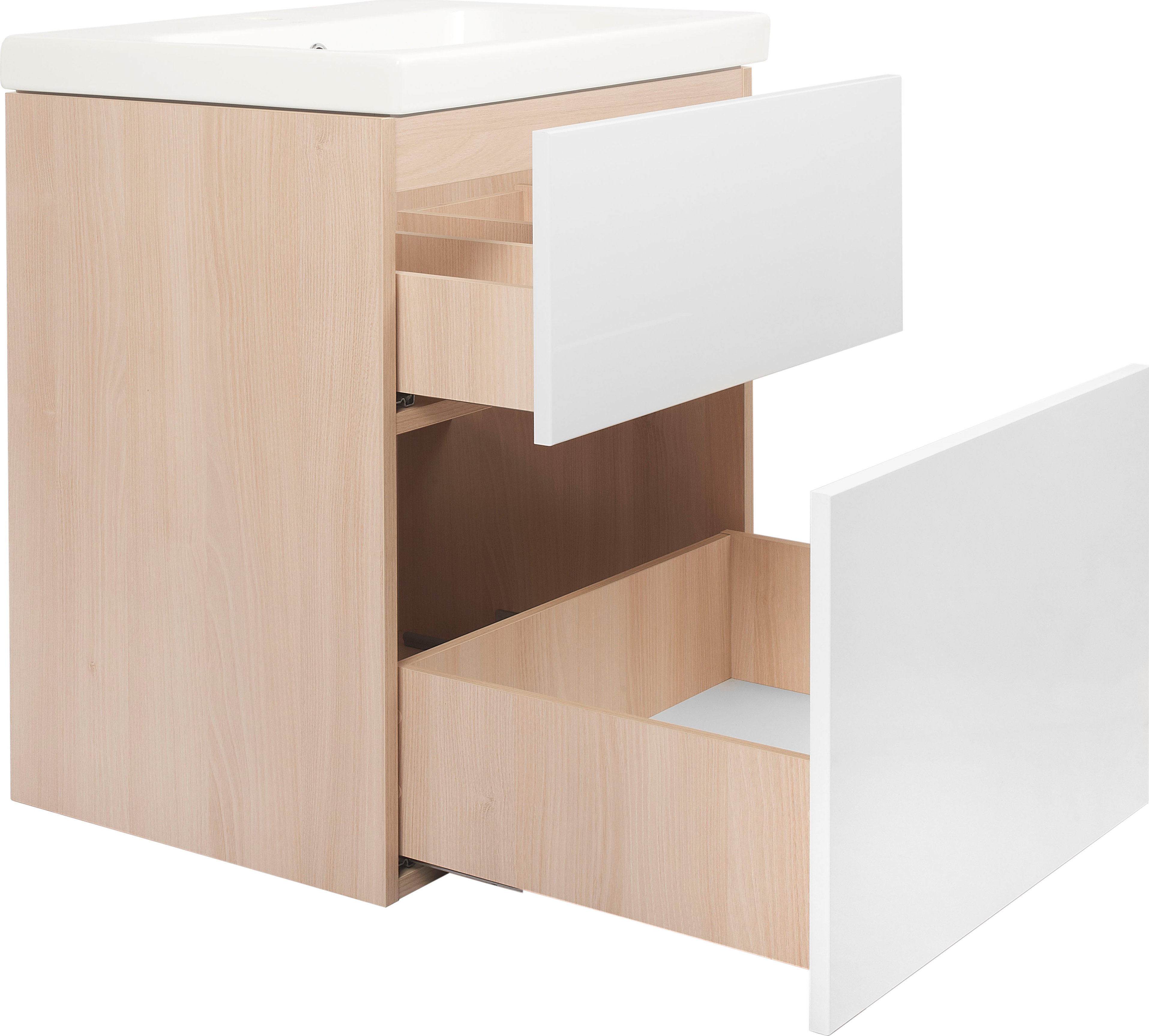 Тумба с раковиной Cersanit Smart 40 ясень, белый