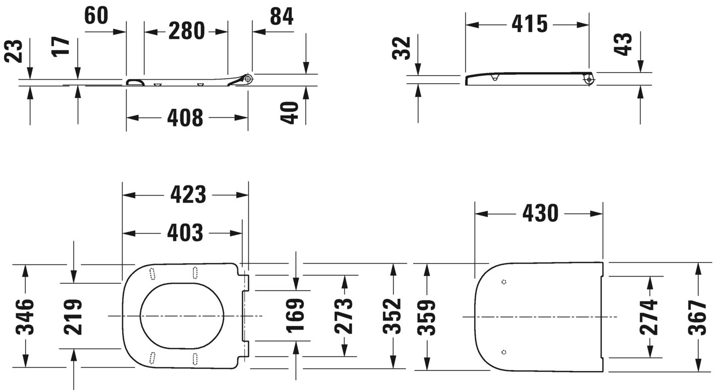 Комплект Унитаз подвесной Duravit Happy D.2 антрацит матовый + Система инсталляции для унитазов AlcaPlast Sadromodul AM101/1120-001 с черной кнопкой и шумоизоляцией