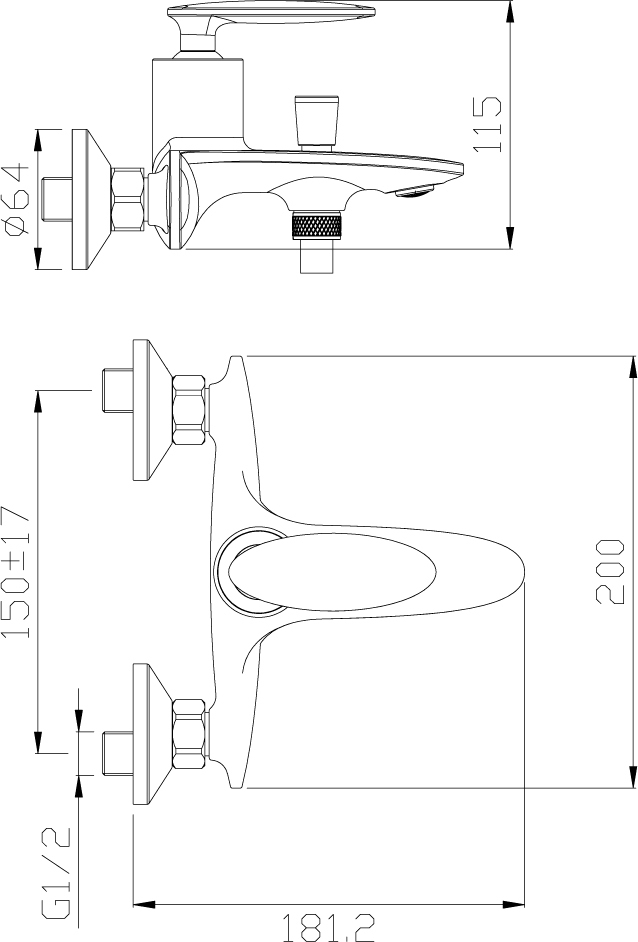 Смеситель Rossinka RS30-31 для ванны с душем