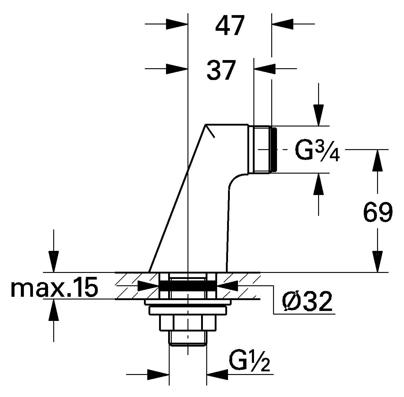 Крепление смесителя Grohe 12030000 для вертикального монтажа, хром