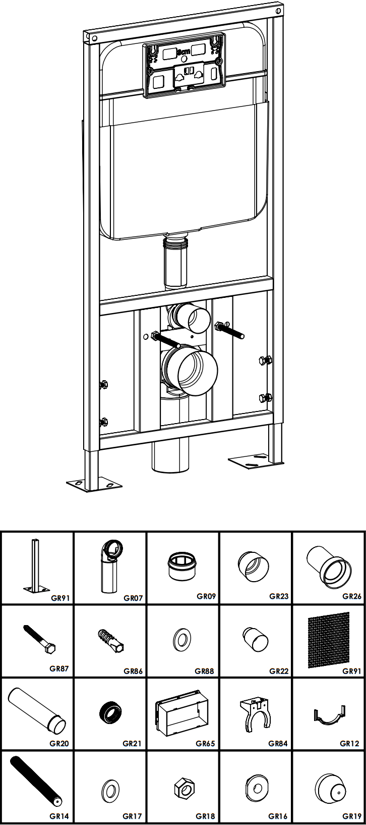 Система инсталляции для унитазов SantiLine SL-01 с овальной кнопкой смыва