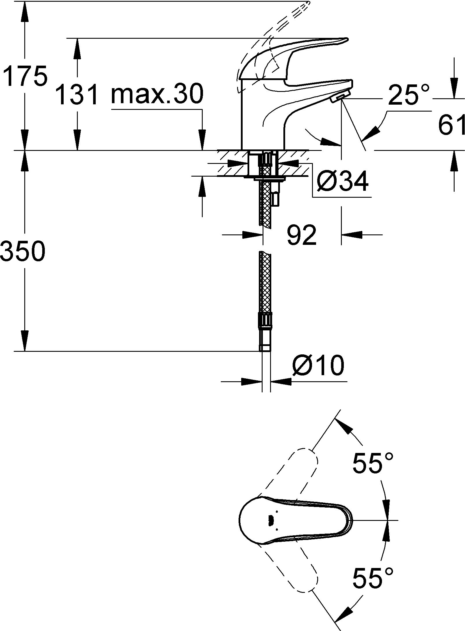 Смеситель Grohe Euroeco 32734000 для раковины